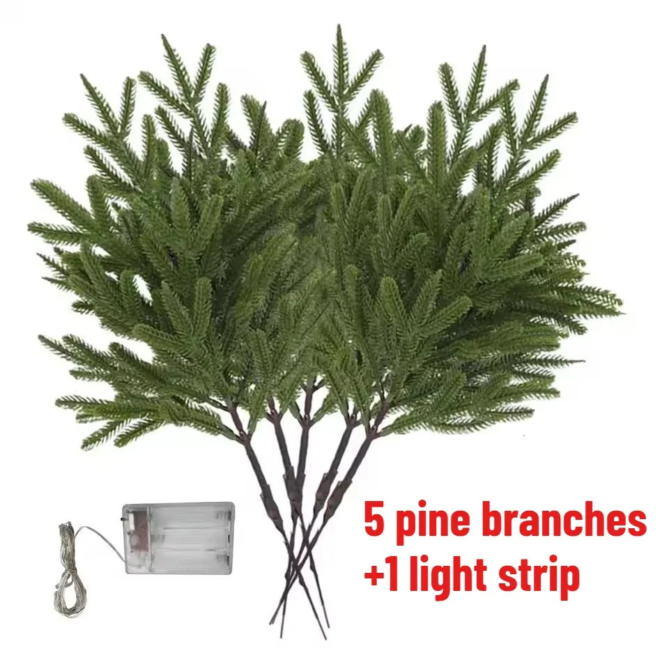 What's in the box: 5 faux pine stems and a warm-white fairy-light strand with battery box