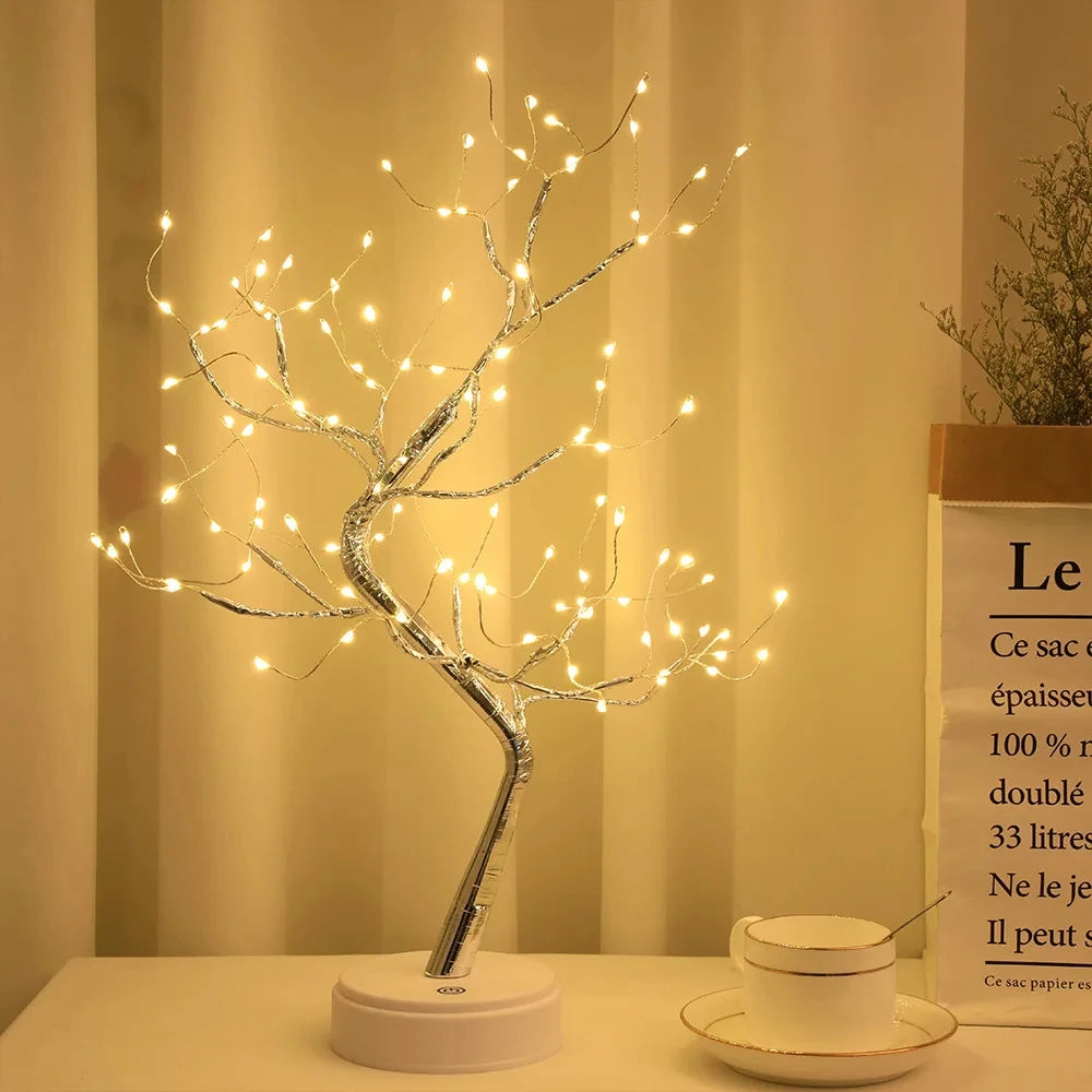 108 LED Tabletop Bonsai Tree Light Warm White Artificial Fairy Light Battery/Usb Twinkling Tree Lamp for Christmas Wedding Home
