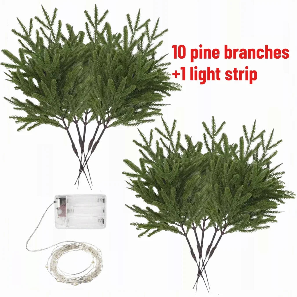 What's in the box: 10 faux pine stems and a warm-white fairy-light strand with battery box