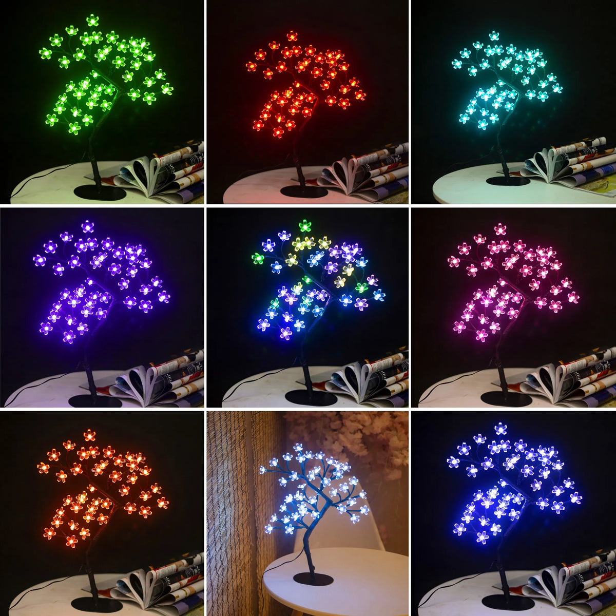 Cherry Blossom Tree Light,17Inch 40LED Lighted Tabletop Artificial Flower Bonsai Tree Lamp USB Powered Gifts for Home Decor