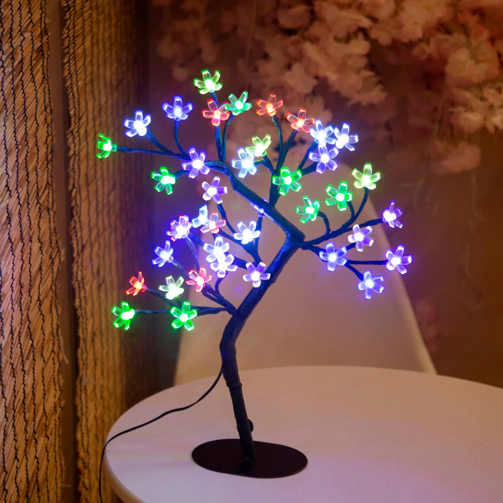 Cherry Blossom Tree Light,17Inch 40LED Lighted Tabletop Artificial Flower Bonsai Tree Lamp USB Powered Gifts for Home Decor