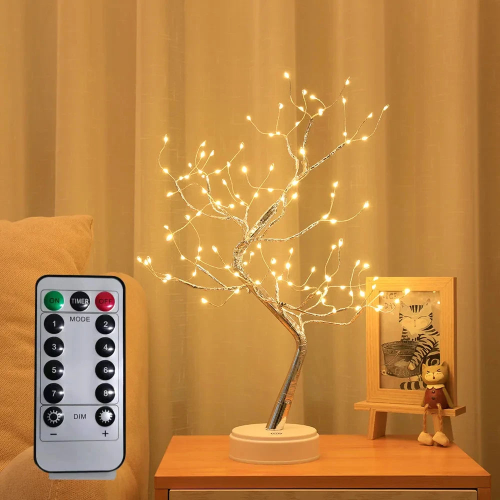 108 LED Tabletop Bonsai Tree Light Warm White Artificial Fairy Light Battery/Usb Twinkling Tree Lamp for Christmas Wedding Home