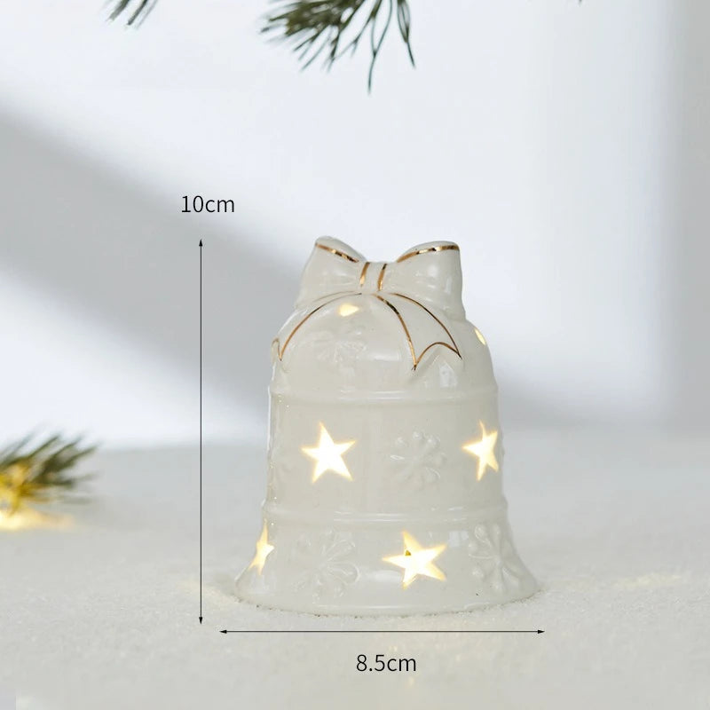 Christmas Ceramic Light up Tree House Desktop Ornament Holiday Home Decor Tabletop Decoration Christmas Perfect Gift Idea
