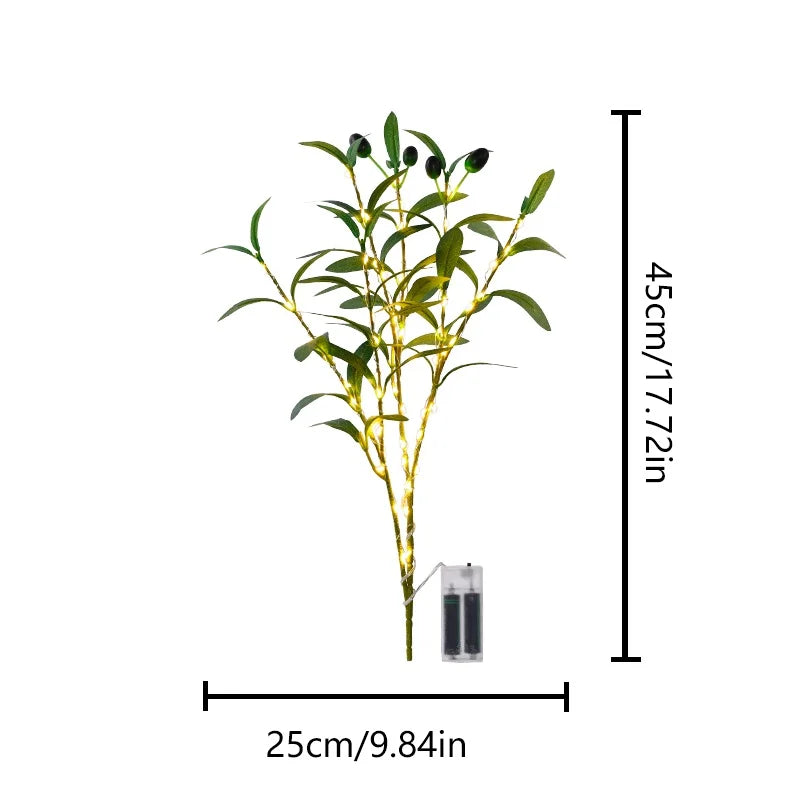 1PC/3PCS, Artificial Plant Olive Branch LED Light, DIY Handcrafted Home, Restaurant, Office Desk, Counter Night Light Decoration